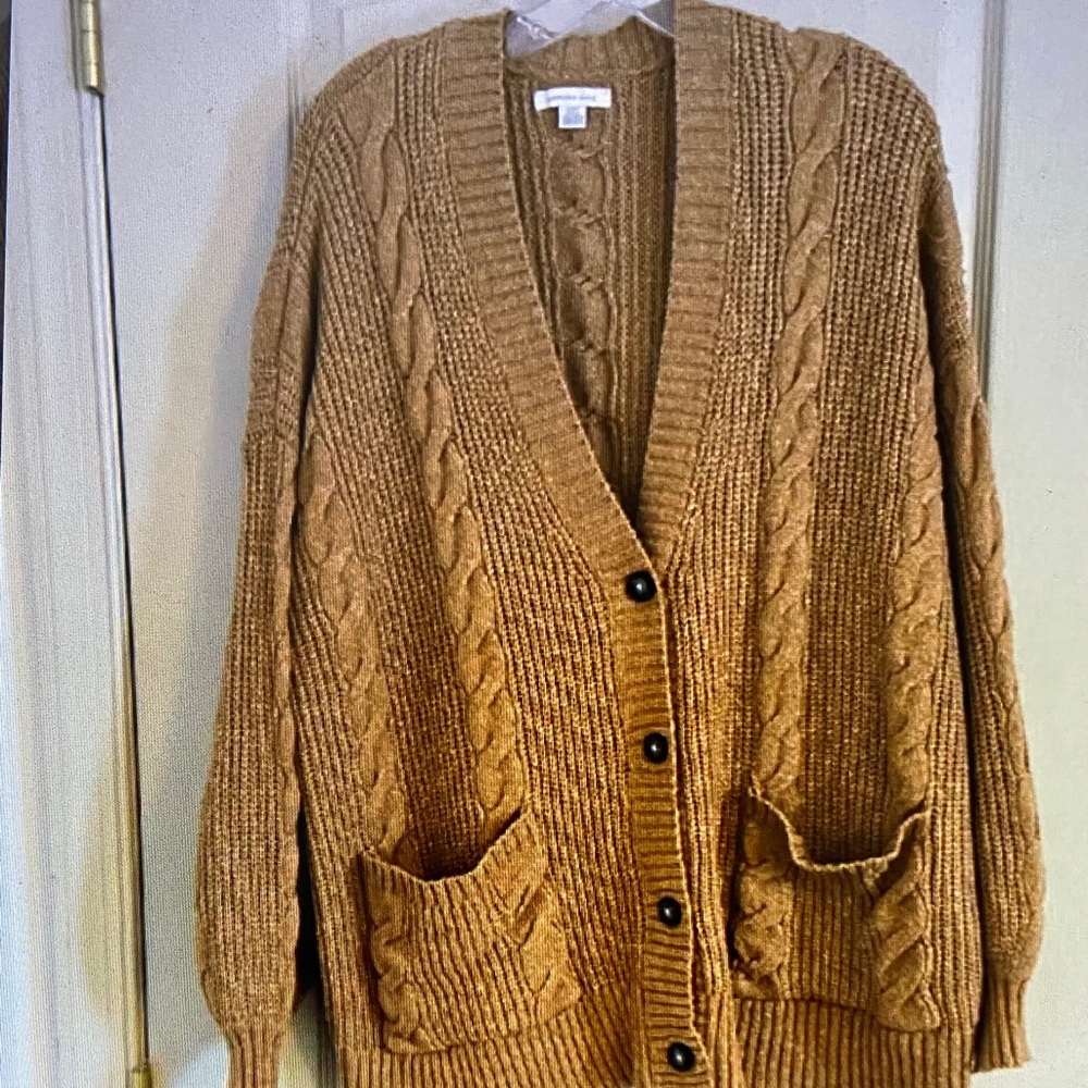American Eagle By Payless Cable Knit Cardigan - Tan Brown